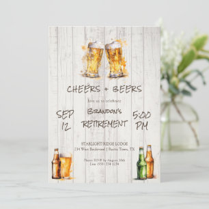 Convite Festas de Aposentadoria com Cheers e Cervejas Rúst