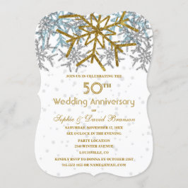 Convite Festas de Bodas de 50 Anos Winter Silver Gold Snow