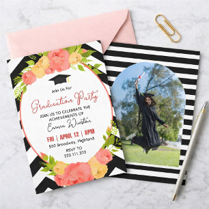 Convite Festas de Formatura com Penas Boho e Coroa Floral