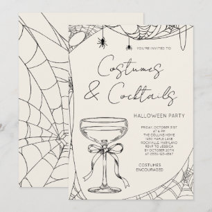 Convite Festas de Halloween Adultas com Fantasias e Coquet