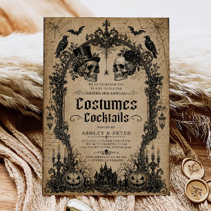 Convite Festas de Halloween Adultas com Fantasias e Coquet