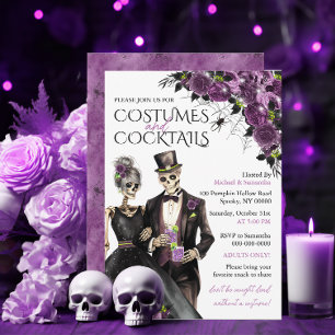 Convite Festas de Halloween Adultas com Fantasias e Coquet