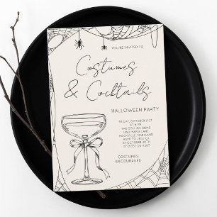Convite Festas de Halloween Adultas com Fantasias e Coquet