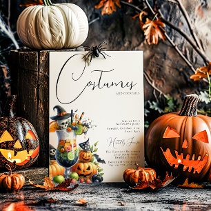 Convite Festas de Halloween Adultas com Fantasias e Coquet