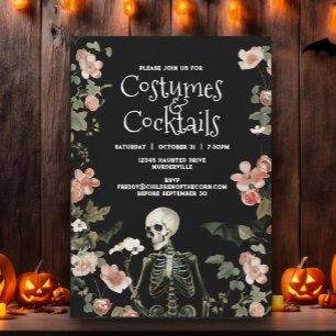 Convite Festas de Halloween com Fantasias de Esqueleto e C