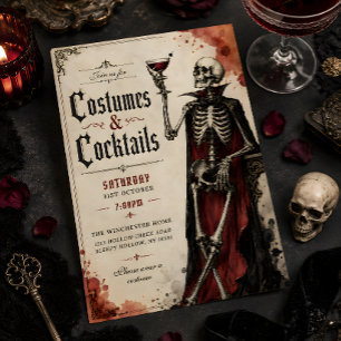 Convite Festas de Halloween com Fantasias Góticas de Esque