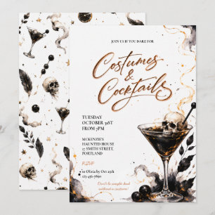 Convite Festas de Halloween com Fantasias Góticas Elegante