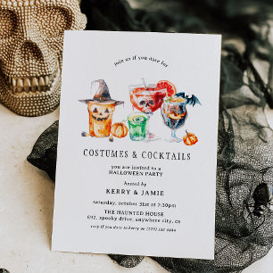 Convite Festas de Halloween com Fantasias Simples e Coquet