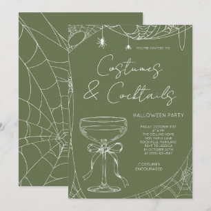 Convite Festas de Halloween com Fantasias Verde Oliva e Co