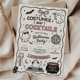 Convite Festas de Halloween com Roupas Desenhadas à Mão e