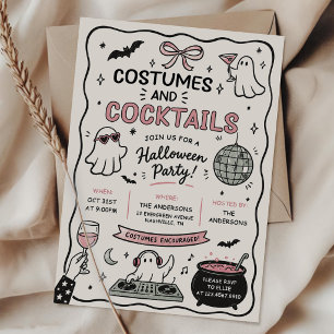 Convite Festas de Halloween com Roupas Desenhadas à Mão e