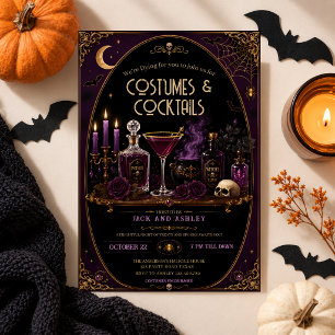 Convite Festas de Halloween com Roupas Elegantes Góticas e