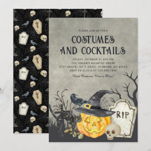Convite Festas de Halloween de Fantasias Assustadoras e Co