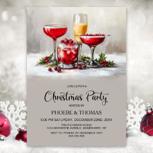 Convite Festas de Natal com Holly Cocktails
