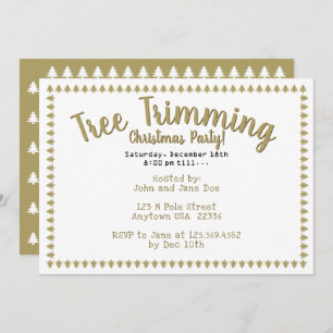 Convite Festas de Natal Douradas/Brancas de Trimagem em Ár