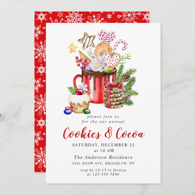 Convite Festas de Natal Festivas de Biscoitos e Cacau (Frente/Verso)