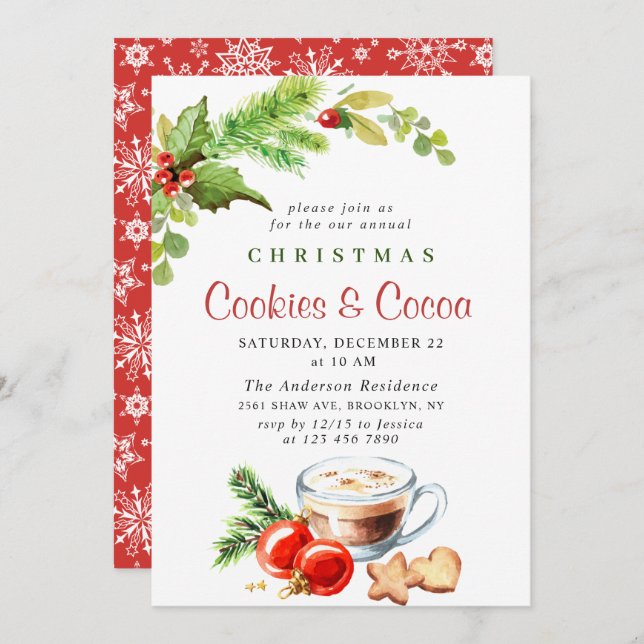 Convite Festas de Natal Festivas de Biscoitos e Cacau (Frente/Verso)