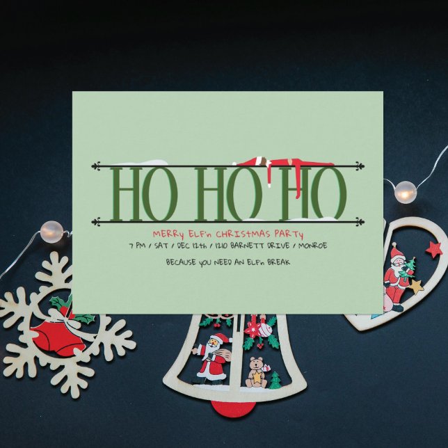 Convite Festas de Natal Ho Ho Ho do Elfo Travesso (Criador carregado)