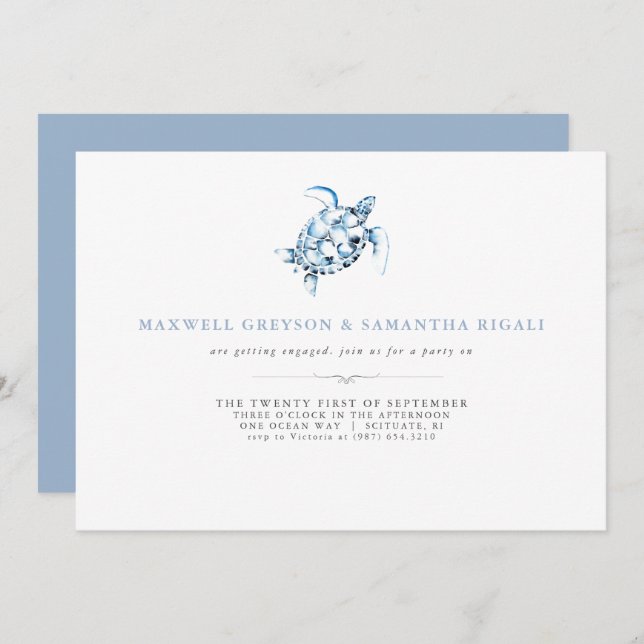 Convite Festas de noivado Invants Watercolor Beach (Frente/Verso)