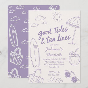 Convite Festas de Praia Cool Good Tides & Tan Lines