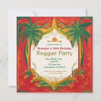 Convite Festas de Reggae Personalizáveis com Palmeiras Flo