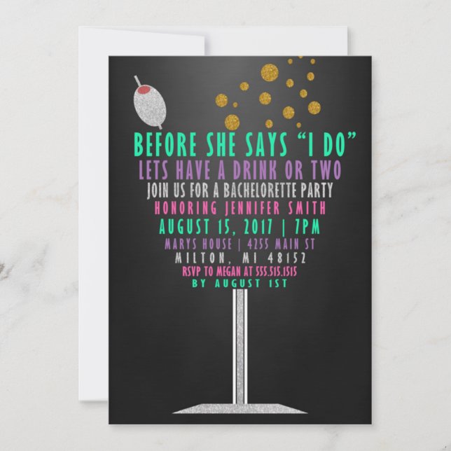 Convite Festas de solteira - Diminuição (Frente)