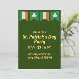Convite Festas Irlandesas do Dia de São Patrício com Trevo