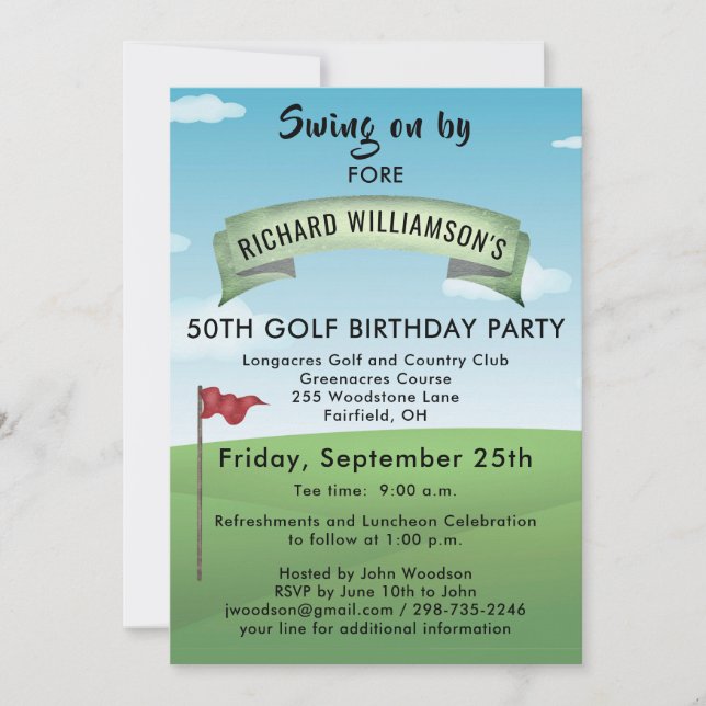 CONVITE FESTEJAR 50 ANOS DE GOLFE COM HORA DA TEE (Frente)