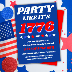 Convite Festeje como se Fosse 1776 Celebração Patriótica d