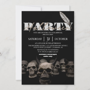 Convite festinha gótica simples do Skull Halloween