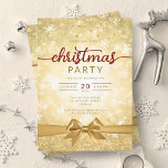 Convite Festiva Dourada Winter Snowflakes Company Fita Fit<br><div class="desc">Elegante Formal Company & Corporate Christmas Party / Cocktail / modelo de Convite de festas Jante com Dourado Faux Foil Snowflakes Natal. Imprima seus amigos e colegas de trabalho com este design de convite sofisticado e elegante.</div>