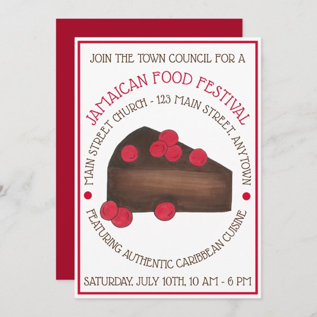 Convite Festival de Comidas de Caribe jamaicano Rum Cake (Frente/Verso)