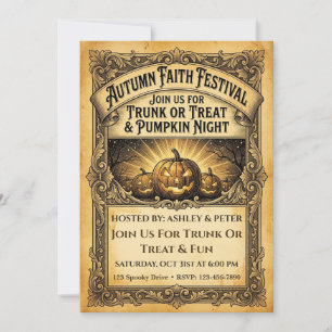 Convite Festival de Fé de Outono Trunk Or Treat Halloween