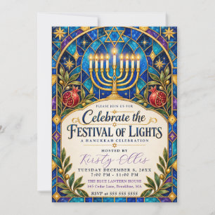 Convite Festival de Luzes Celebração do Hanukkah
