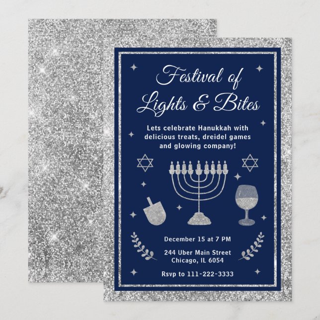 Convite Festival de Luzes e Sabores Festa de Hanukkah (Frente/Verso)
