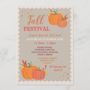 Convite Festival de Outono da Colheita Folhas de Abóbora E