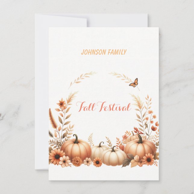 Convite Festival de queda da ilustração de aquarela (Frente)