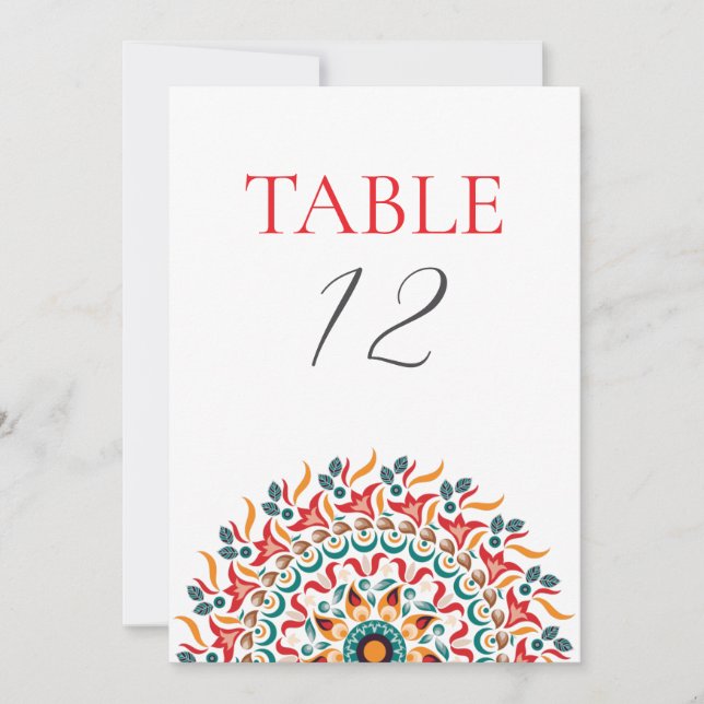 Convite Festival Elegance Mandala Wedding Table Number (Frente)