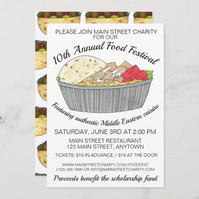 Convite Festival Halal de Arroz-Galinha do Médio Oriente d (Frente/Verso)