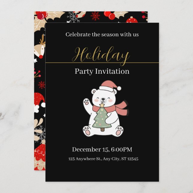 Convite Festive Christmas Party Invitation (Frente/Verso)