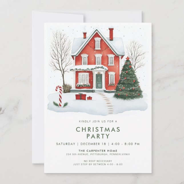 Convite Festive Country Holiday Christmas Party Invitation (Frente)
