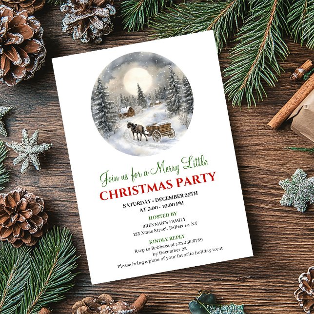 Convite Festive Cozy Winter Scene Christmas Invitation (Festive Cozy Winter Scene Christmas Invitation)