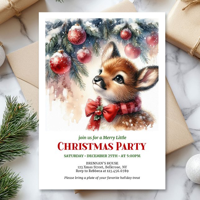 Convite Festive fawn snowy forest cozy winter Christmas  (Festive fawn snowy forest cozy winter Christmas invite

)