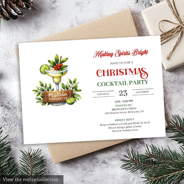 Convite Festive fun Christmas cocktails party invitation (Festive fun Christmas cocktails party invitation

)