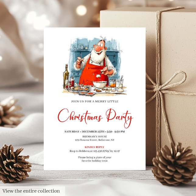 Convite Festive Funny Santa Claus Watercolor Holiday  (Festive Funny Santa Claus Watercolor Holiday Invite)