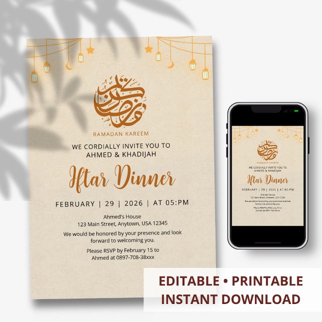 Convite Festive Lantern Bunting Ramadan Iftar Invitation (Criador carregado)