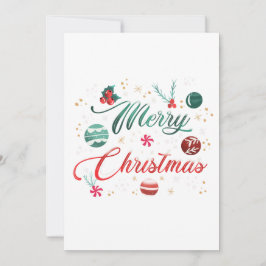 Convite Festive Merry Christmas Typography with Ornaments