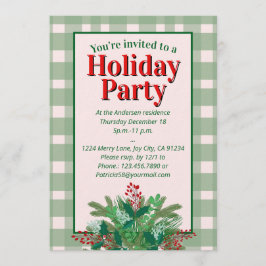 Convite Festive red & green plaid holiday party