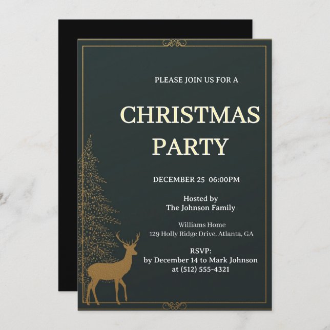 Convite Festive Reindeer Christmas invitation (Frente/Verso)