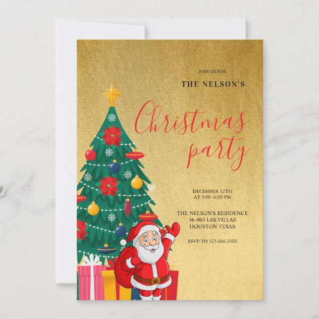 Convite Festive Santa Christmas Party Invitation | Holiday (Frente)